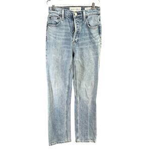 Denim Forum The Arlo High Rise Straight Jeans Womens 23 Blue Button Fly Classic